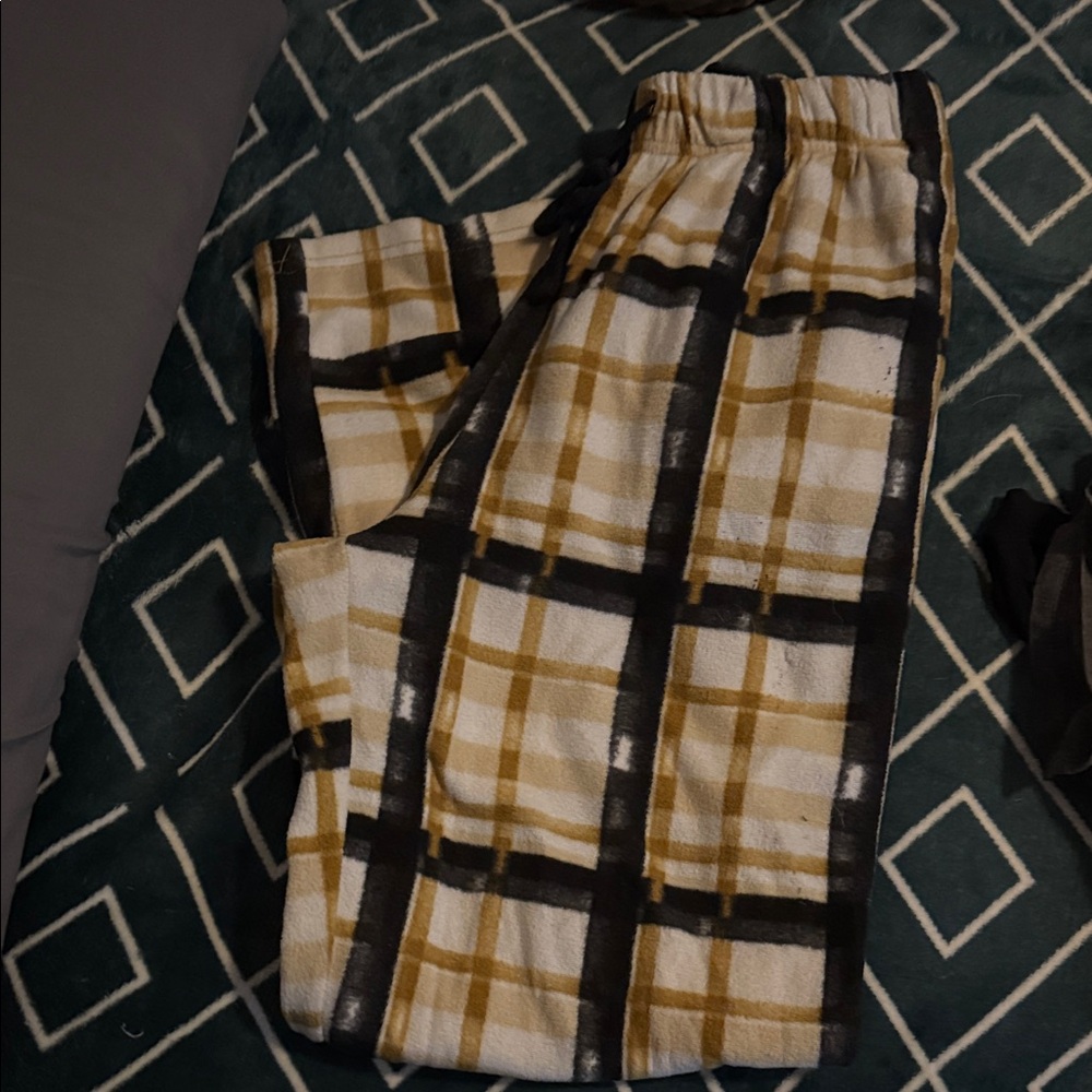Stylish Plaid Wide Leg Pants in Black and Tan